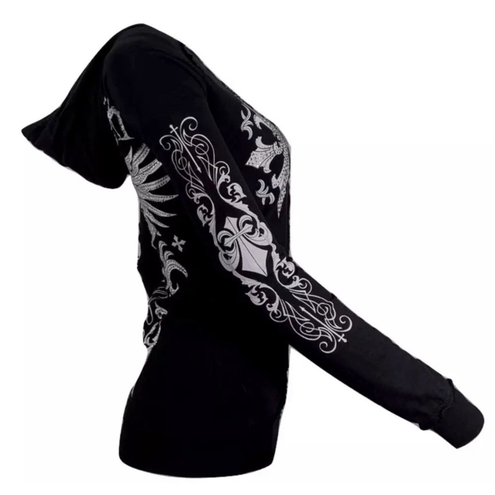 Affliction Women's Hoodie Sweat Shirt MARIA CROSS - Picture 3 of 11